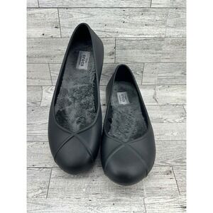 Crocs Sienna Lined Flat Black Faux Fur Dual Comfort Ballet Shoes 203428 Womens 8
